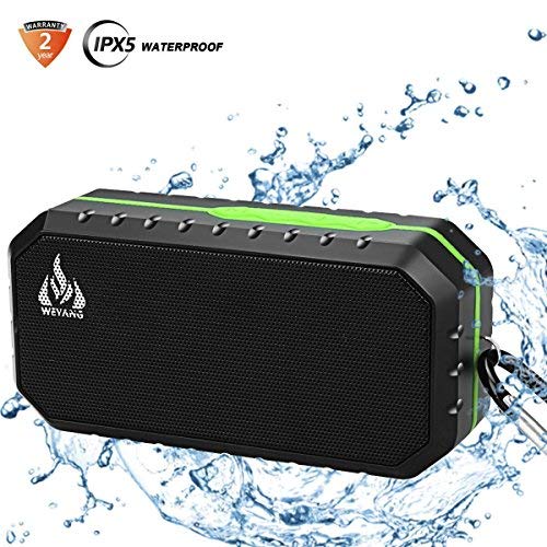 Bluetooth Wireless Speakers Waterproof IPX5 with HD Enhanced Bass Outdoor Wireless Portable Phone Speakers Built-in Mic Support FM AUX TF Card USB for iPhone iPad Android Phones Computer Etc. (Green)
