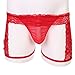 Mens Sexy Lace Boxer Briefs Sissy Pouch Crossdress Panties See-through Garter Thong G-string Bikini Shorts Underwear, Red, Medium