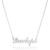 Hidepoo Penelope Necklace - 18K Gold Plated Name Necklace for Women - Silver Name Necklaces