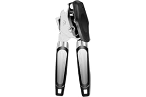 GINIHOMER Can Opener Manual - 3 IN 1 Heavy Duty Handheld Can Openers, Stainless Steel Can Opener Manual Smooth Edge with Oversized Effort-Saving Knob, Rust Proof Bottle Opener, Safe Cut Can Opener for Seniors