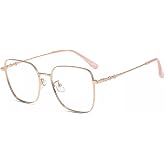 Firmoo Blue Light Blocking Glasses Reading Glasses for Woman Oversized Metall Frame Adjustable Nose Pads