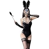 SENJIY sexy bunny outfit for women lingerie costume playboy Cosplay Maid Bunny Girl Naughty Underwear cute velvet Outfits Anime One Piece Bodysuit Babydoll Roleplay ears Bra Tail Christmas set Black