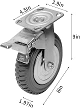 BWKJMY 8 Inch Heavy Duty Caster Wheels Set 4pcs Rubber Swivel Industrial Plate view 3
