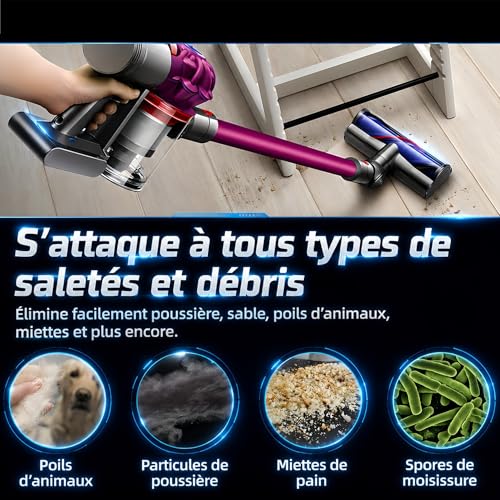Tête de brosse motorisée pour Dyson V7 V8 V10 V11 V15 & SV10 SV11 SV12 SV14 SV17 SV22 SV28 SV47, Rouleau à libération rapide pour sols durs et tapis, avec verrouillage de gâchette