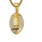 American Football Necklace for Men, Hip Hop Rugby Necklace, American Soccer Pendant Necklace with 23.6"Chain,Punk Rock American Football Pendant, Gold American Football Sport Necklace Jewelry for Men