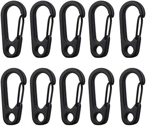 Classic D1 Climbing Carabiners EDC Keychain Snap Spring Clip Hook Karabiner Backpack Hanging Key Buckle Camping Bottle Quickdraw Paracord Tactical Gear By Yokou 10PCS/LOT Black