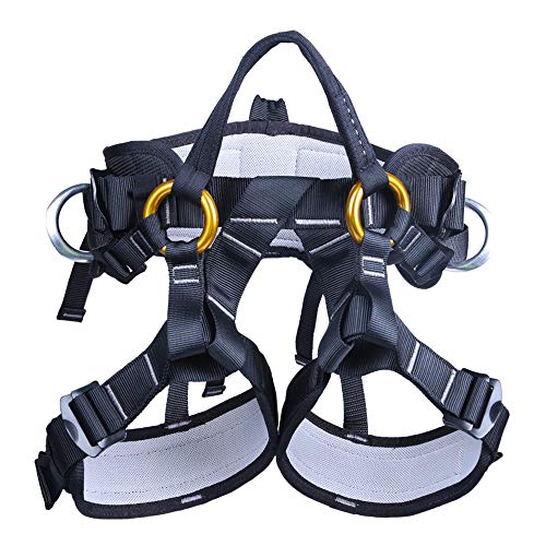 kissloves Full Body Safety Harness Outdoor Climbing Harness Half Body Harness Safe Seat Belt for Mountaineering Outward Band Expanding Training Rock Climbing Rappelling Equip (Half-Body Black)