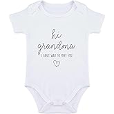 SproutJoy Hi Grandma Baby Bodysuit Pregnancy Announcement for Grandma Promoted to Grandma Baby Bodysuits Infant