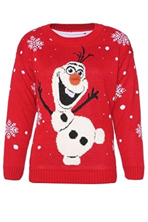 WOMENS LADIES NOVELTY OLAF FROZEN CHRISTMAS JUMPER SWEATER TOP XMAS