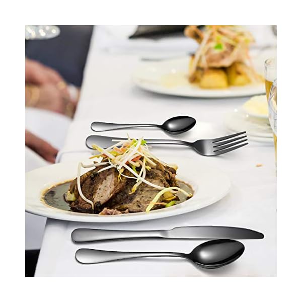 Cutlery-Flatware-Set24-Piece-Silverware-Set-with-Gift-Box-Stainless-Steel-Tableware-Dinnerware-Sets-Knife-Fork-Spoon-Service-for-6-Multipurpose-Use-Safe-for-Home-Kitchen-Party-Black Cutlery Flatware Set,24 Piece Silverware Set with Gift Box Stainless Steel Tableware Dinnerware Sets Knife Fork Spoon…