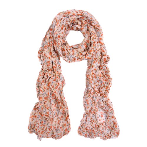 Elegant Cherry Blossom Floral Chiffon Scarf, Orange