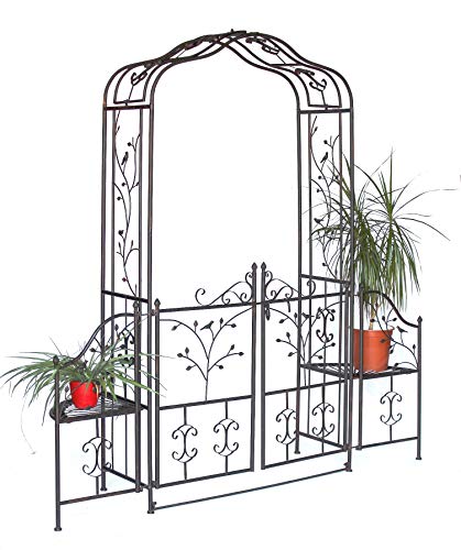 DanDiBo Rosenbogen mit Tür Metall 18602 Torbogen Gartentor Eisen Rankhilfe Rankgitter Rundbogen Tür – Bild 4