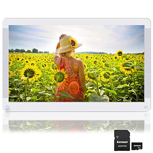 17 inch Digital Picture Frame, 1920×1080 IPS Screen Digital Photo Frame with 32G SD Card and Wall Mount, Motion Sensor, Auto Power On/Off, Music Support 1080P Video, SD Card and USB