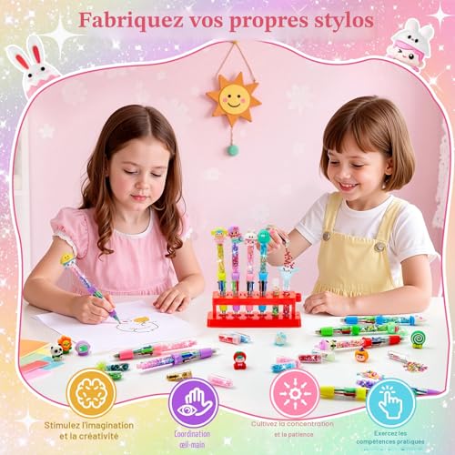 Contever 18 Personalised Pen Workshop with 4 Colours Refill, Children's Creative Hobbies, Manual Activity for Children 5-12 Years, Gift Idea for Girl Boy 4 6 7 8 Years