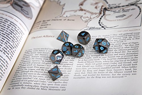 image for Forged Dice Co. Metal Gunmetal Silver Color with Arctic Ice Blue Numbe