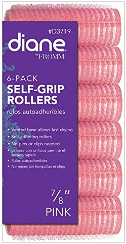 DIANE Self-Grip Rollers 7/8'' Pink 6-Pack (Model:3719), Vented base allows fast drying, Self-adhering rollers, No pins or clips needed