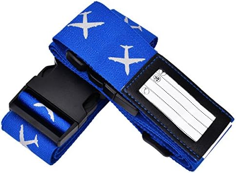 TOPAIS Heavy Superior Strength Extra Long Cross Luggage Strap Suitcase Travel Belt Tags (Sky Blue)