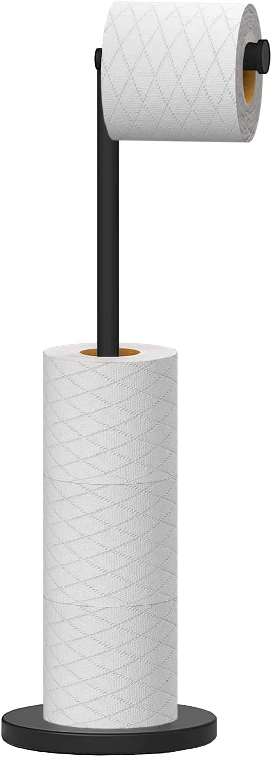 Topsky Free Standing Toilet Roll Holder Stainless Steel Anti Rust Black