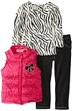Young Hearts Little Girls' 3 Piece Zebra Printed Vest and Pant Set