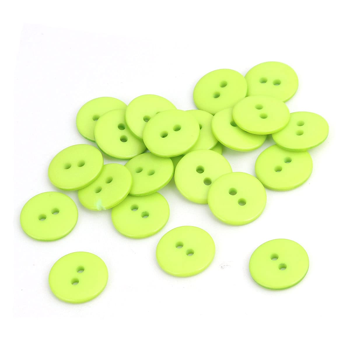 200 x Lime Green Plain Round 2 Hole Sewing 15mm Buttons. for Cardmaking, Scrapbooking, Clothes Knitting