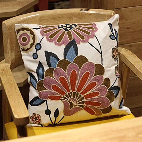 Embroidered Decorative Throw Pillows Cover 18x18 Boho Farmhouse Square