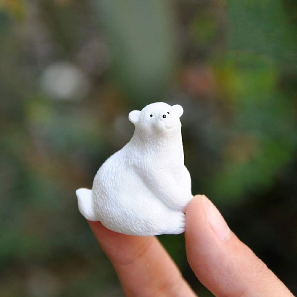Toyvian Miniature Resin Animals DIY Fairy Garden Dollhouse Decoration Polar Bear Model Craft Home Office Desktop Decorative 10pcs White - Image 5