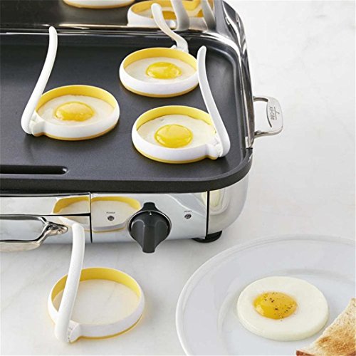 Jeeke 2Pcs Fried Egg Mold Ring,Round Egg Rings Pancake Cooker Nonstick Egg Separator For Frying Cooking (White, 2PCS) - Thumbnail 5