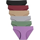 Caterlove Women's Seamless Underwear No Show Stretch Bikini Panties Silky Invisible Hipster 6 Pack