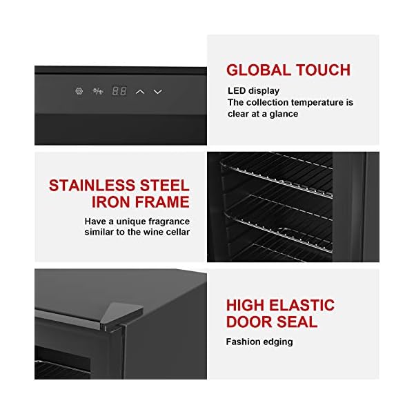 KUPPET-27-Bottles-Compressor-Freestanding-Wine-CoolerChiller-RedWhite-Wine-Beer-and-Champagne-Wine-Cellar-Digital-Temperature-Display-Double-layer-Glass-Door-Quiet-Operation