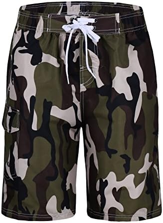Men's Swim Trunks Quick Dry Camo Board Shorts Daily Beach Shorts with Pockets