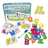 HUADADA Wooden ABC Alphabet Puzzles for Toddlers Kids Ages 1 2 3 4 5 Years Old - ABC Letters Flash Cards Learning Toy - Ideal for Early Educational Development Toys for Kindergarten Toddlers