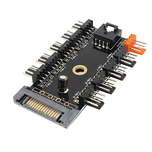 LiuTian Chassis Fan Hub CPU Cooling HUB 10 Port 12V 4 Pin Fan PWM Fan Hub SATA Controller