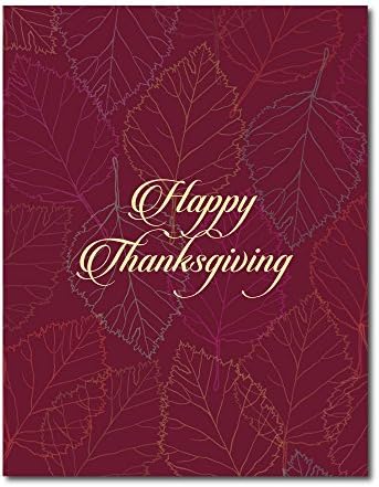 Happy Thanksgiving Note Cards. Twenty note cards, blank inside to express your own personal thoughts. Includes gold foil-lined self-adhesive envelopes.
