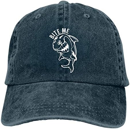 Alility Caps Bite Me Funny Fishing Vintage Adjustable Denim Hat Trucker Cap ForAdult