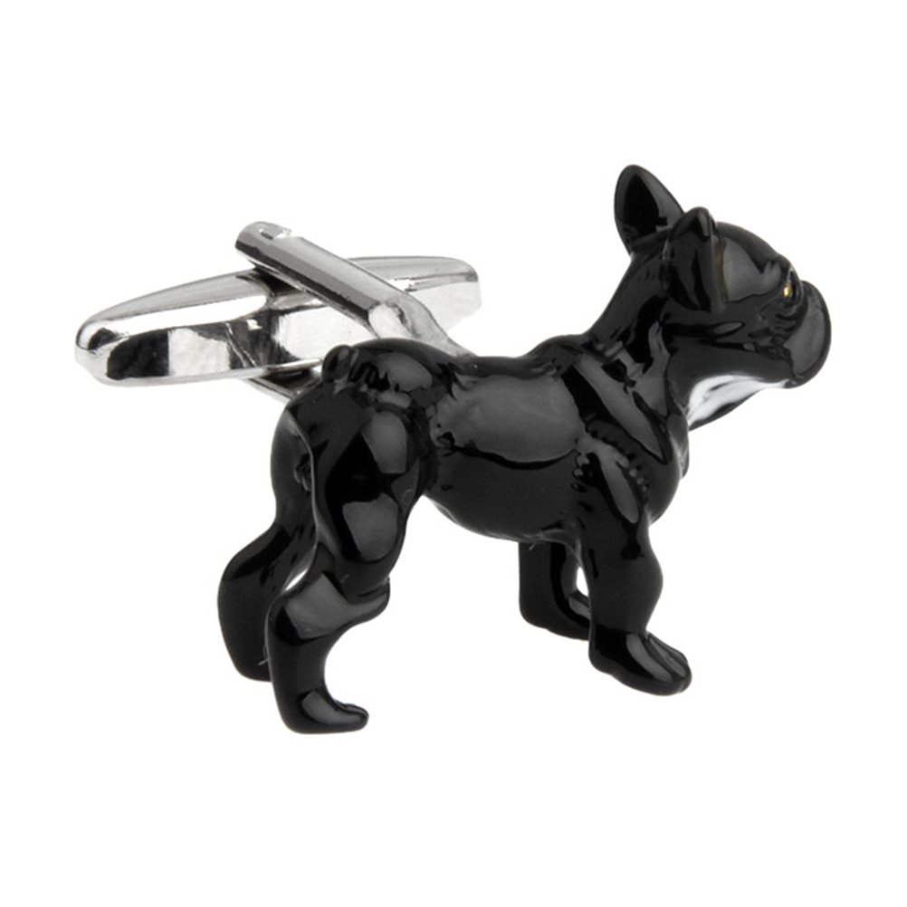 Painted French Black Dog Bulldog Cufflinks