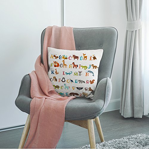 HGOD DESIGNS Alphabet Pillow Cover,Decorative Throw Pillow Alphabet Cute Zoo with Animals Pillow