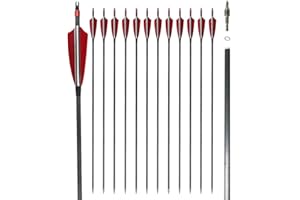 Jocoo 12Pack 30-inch Carbon Arrow with 4" Turkey Feathers, Hunting/Targeting Arrow for Compound Recurve Longbow