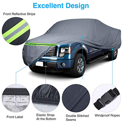 KAKIT Waterproof Truck Cover 6 Layers Pickup Truck Cover All Weatherproof with Door Zipper for