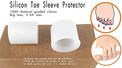 USFOOT® 100% Silicon toe sleeves toe protectors, toe sleeves for bunion, corns, big toe, small toe, hammer toes (1 pair) (Small)