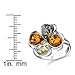 Metal Masters Co. Sterling Silver Baltic Amber Multi Color Clover Leaf Ring, Honey Cognac and Olive Colors 8