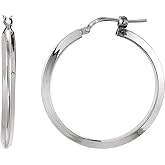 Solid 925 Sterling Silver 24mm Round Knife Edge Tube Style Hoop Earrings (24mm x 2.3mm)