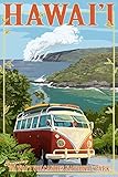 Hawaii Volcanoes National Park, Hawaii - Camper Van (9x12 Art Print, Wall Decor Travel Poster)