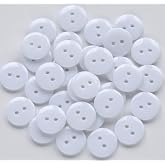 GANSSIA 200pcs 5/8 Inch(15mm) White Buttons 2 Holes Resin Button for Sewing Clothing OR DIY Crafts