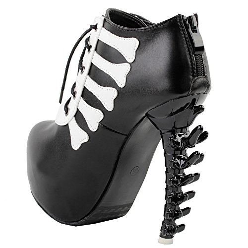 SHOW-STORY-Punk-Beige-Two-Tone-Lace-Up-Bone-Heels-Platform-Ankle-BootsLF80649