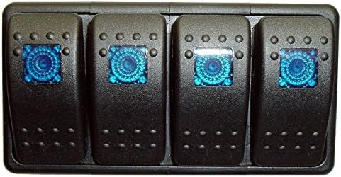 Youan 3 Pin Lighted 4 Rocker Switch Panel for Auto Marine(Blue)