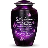 Purple Butterfly Urn for Human Ashes Adult – Large Purple Butterfly Urn for Women & Men with Secure Lid, Handcrafted Metal Urns for Ashes, Keepsake with Upto 200lbs