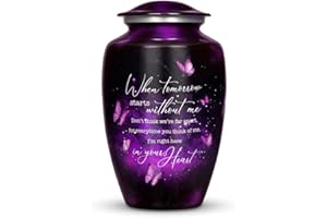 COGENT MEMORIALS Purple Butterfly Urn for Human Ashes Adult – Large Purple Butterfly Urn for Women & Men with Secure Lid, Handcrafted Metal Urns for Ashes, Keepsake with Upto 200lbs