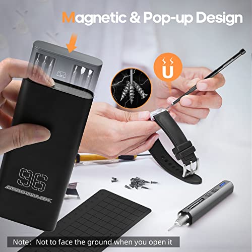 102 in 1 Electric Screwdriver, AM ARROWMAX Cordless Precision Screwdriver Set with 96 Magnetic Bits, Rechargeable Portable Electronic Screwdriver Set for Phone Laptop Camera Watch Computer (MINI PLUS)