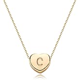Tiny Gold Initial Heart Necklace-14K Gold Plated Handmade Dainty Letter Heart Necklace for Women Necklace Jewelry