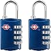 Desired Tools TSA Locks for Luggage, 2-Pc Durable Steel Padlock, Keyless Easy to Read 4-Digit Combination Lock for Backpacks, Travel Suitcases, Toolbox, Filing Cabinets, Baggage & Gym Locker, Blue